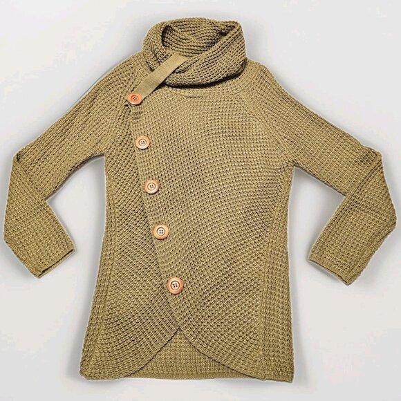 Grecerelle Chunky Asymmetrical Knit Pullover Cowl Neck Sweater Size Med Boho - Picture 1 of 9